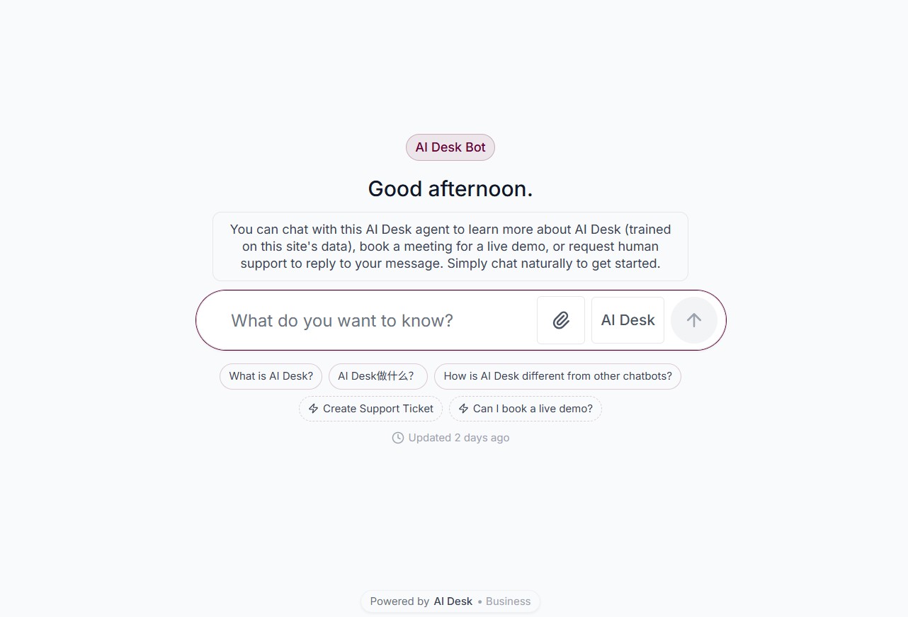 Full-page AI Desk chat